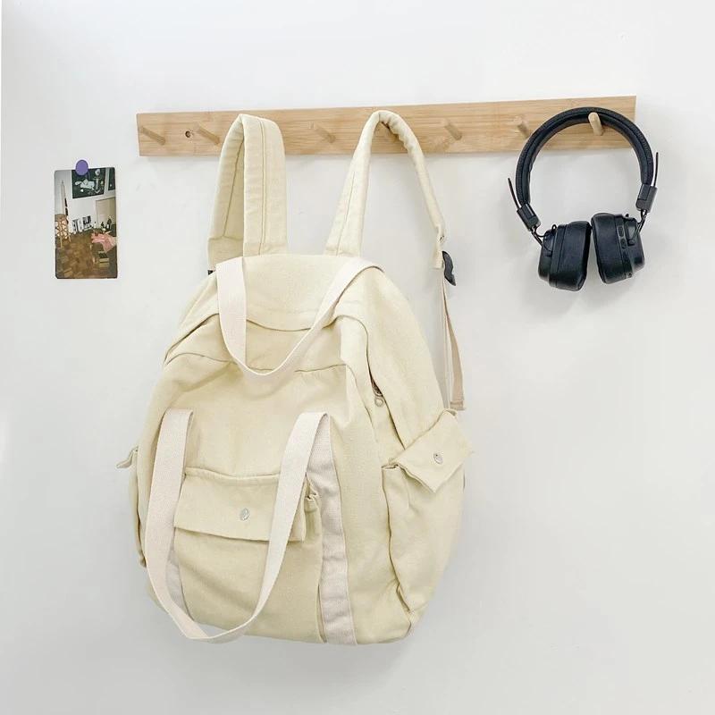 Leisure Sport Classic Style Retro Casual Backpacks Solid Zipper Canvas Durable Shoulder Bags for Unisex
