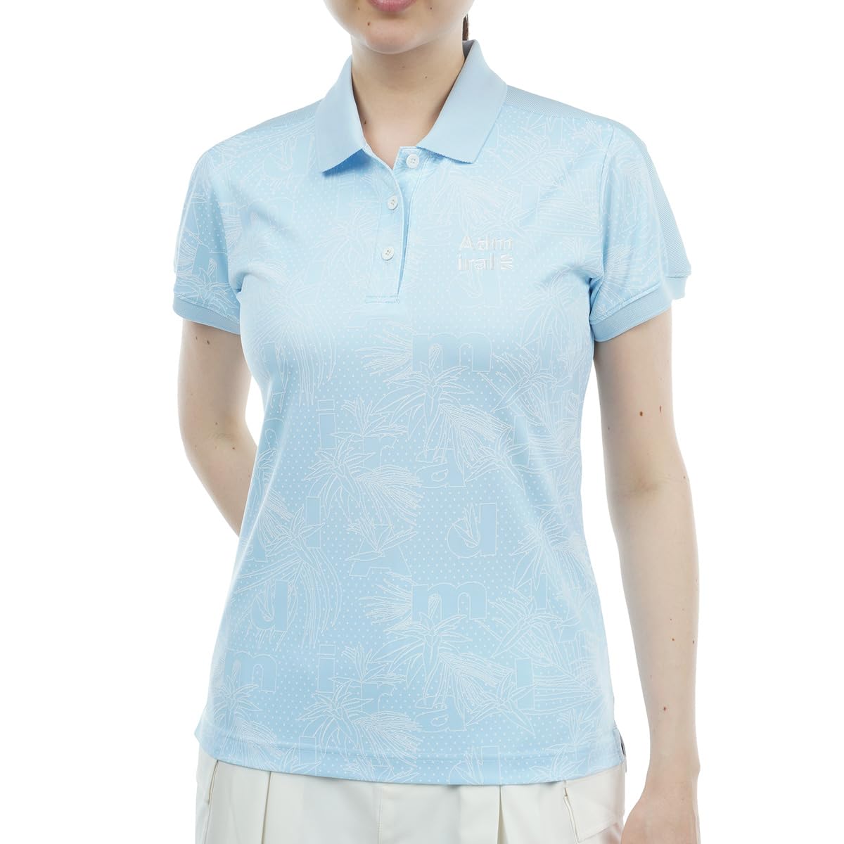 

Женская классическая рубашка-поло Admiral Golf с жаккардовым узором «листья», саксофон