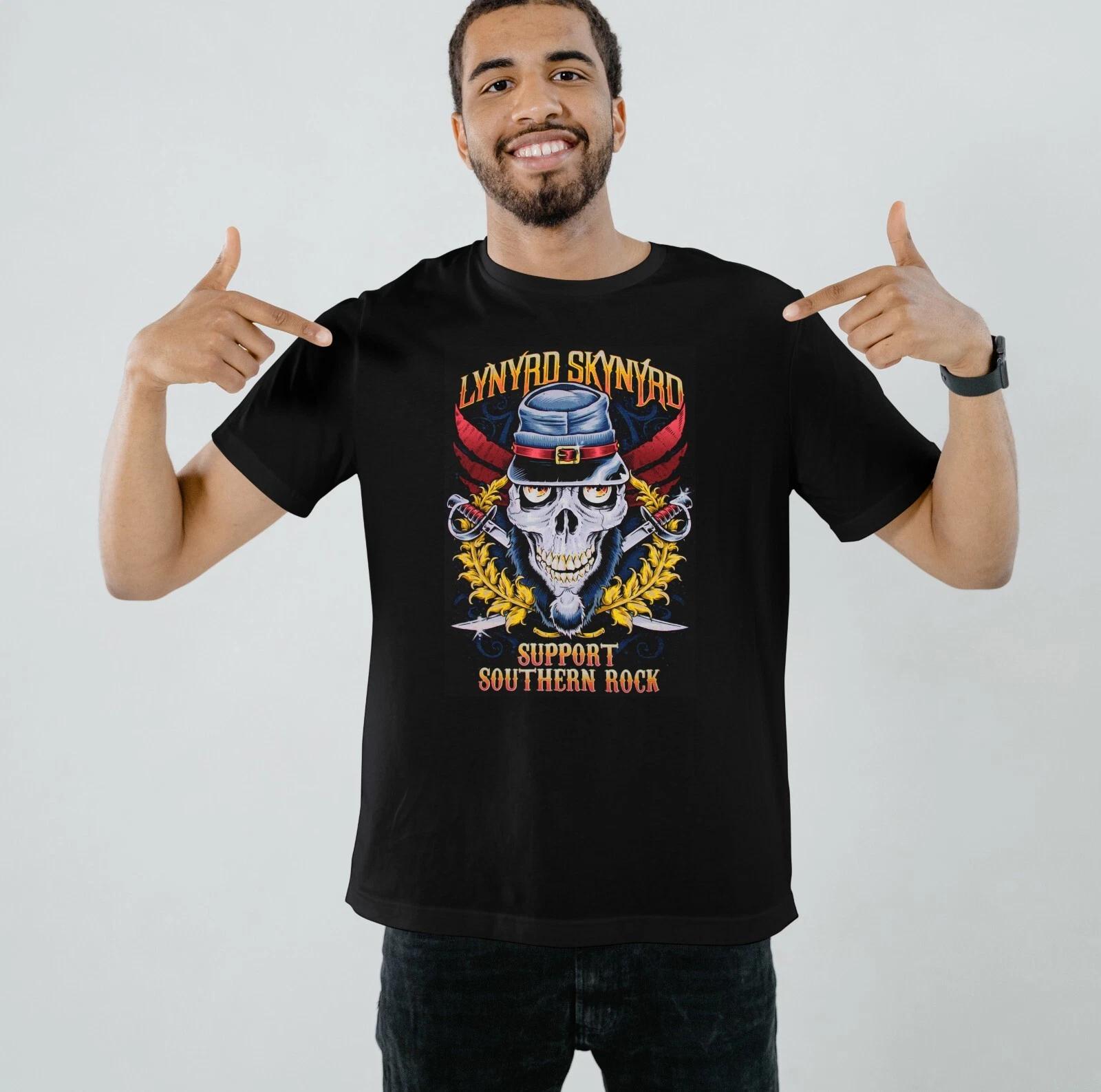 Lynyrd Skynyrd rock band Black T-Shirt 100% cotton - festival music garment Tee L