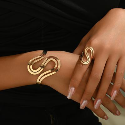 Multi-layer Open Adjustable Ring Hollow Bracelet Set