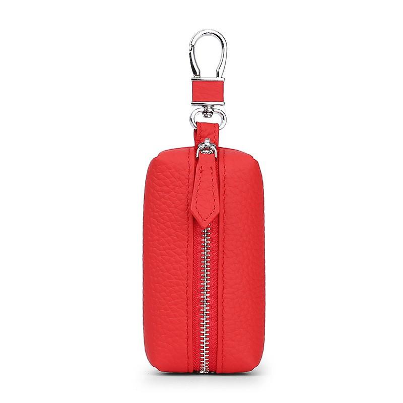 Genuine Leather Key Case With Zipper Pocket Car Keys Stylish Waist Clip Holder In Multiple Colors
