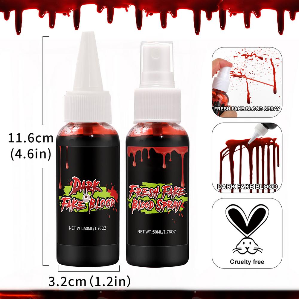 Хэллоуин Искусственная Кровь 2X Хэллоуин Жидкая Кровь Реалистичная Смываемая Кровь Страшная Краска для Лица для Косплея Переодевания Одежды Вампир