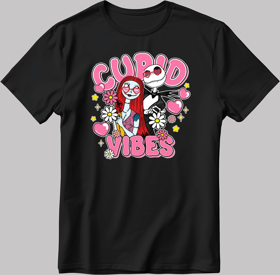 Cupid Vibes Jack Skellington & Sally Love White-Black Men / Women T-Shirt AB248 2XL