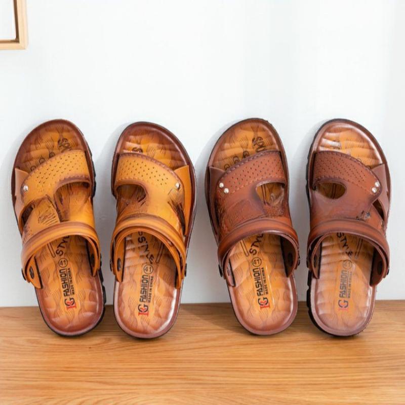 Sandali Estivi Nuovi in Pelle Sandali da Spiaggia a Punta Aperta Antiscivolo Traspiranti Scarpe a Doppio Uso Sandali Comodi Casual