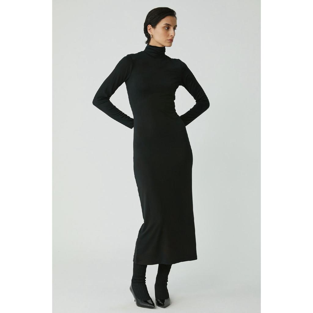 Katjabb Woman Slim Fit Fit Body Wrapping Upright Collar Midi Length Green Big Size Dress