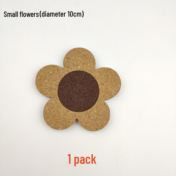 Nordic Flower Cork & Wooden Heat Insulation Coaster Mat Model A