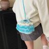 Cotton Linen Knitting Water Bucket Style Shoulder Bag For Kids And Teens