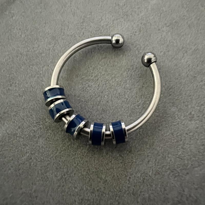 Women Men Open Ring Adjustable Anxiety Relief With Enamel Bead Opening Decoration Accessory Stacking Spinning Ring