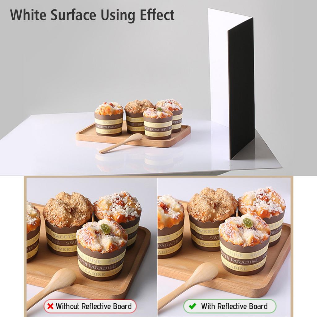 3 In 1 Photography Cardboard Paperboard Folding Photography Reflector Diffuser Board (Black + White + Silver) for Still