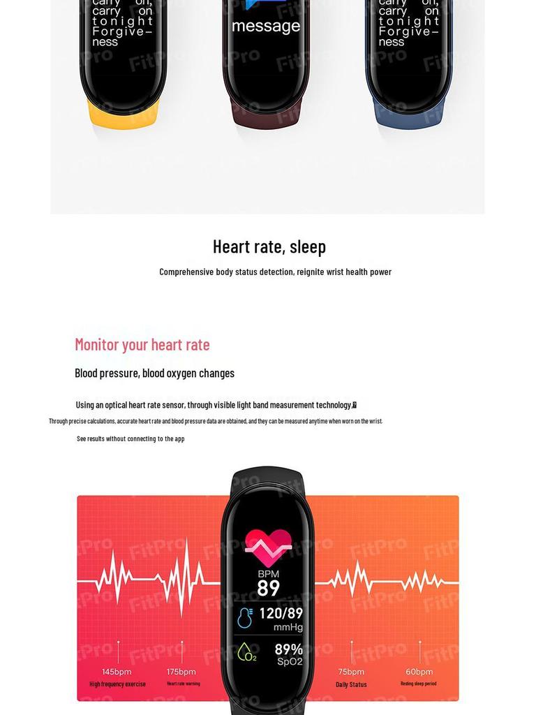 New M6 Smart Bracelet: Call & Message Alerts, Heart Rate & Blood Pressure Monitoring, Health Tracking Gift