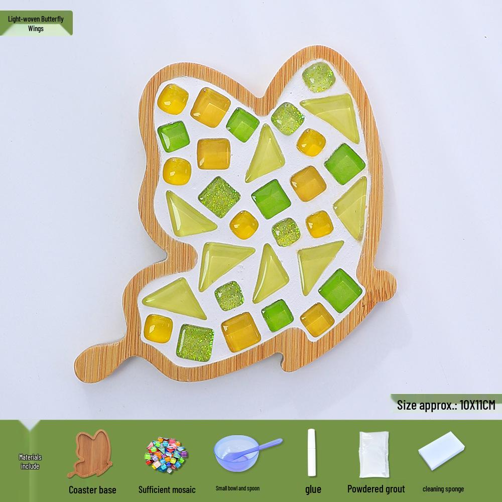 Handmade Butterfly Mosaic Coaster DIY Kit - Children's Craft Set with Creative Glass Tiles