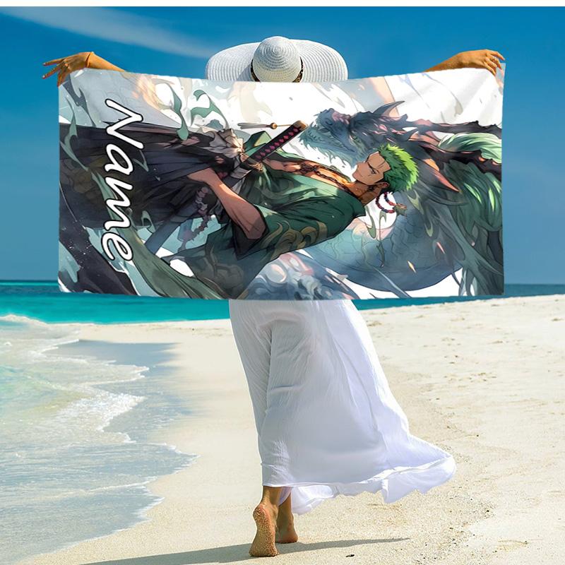 Personalized Customized Proof Beach Towel with Zoro the Pirate King Pattern - Soft, Absorbent,quick-drying,perfect Swimming,camping&bathing