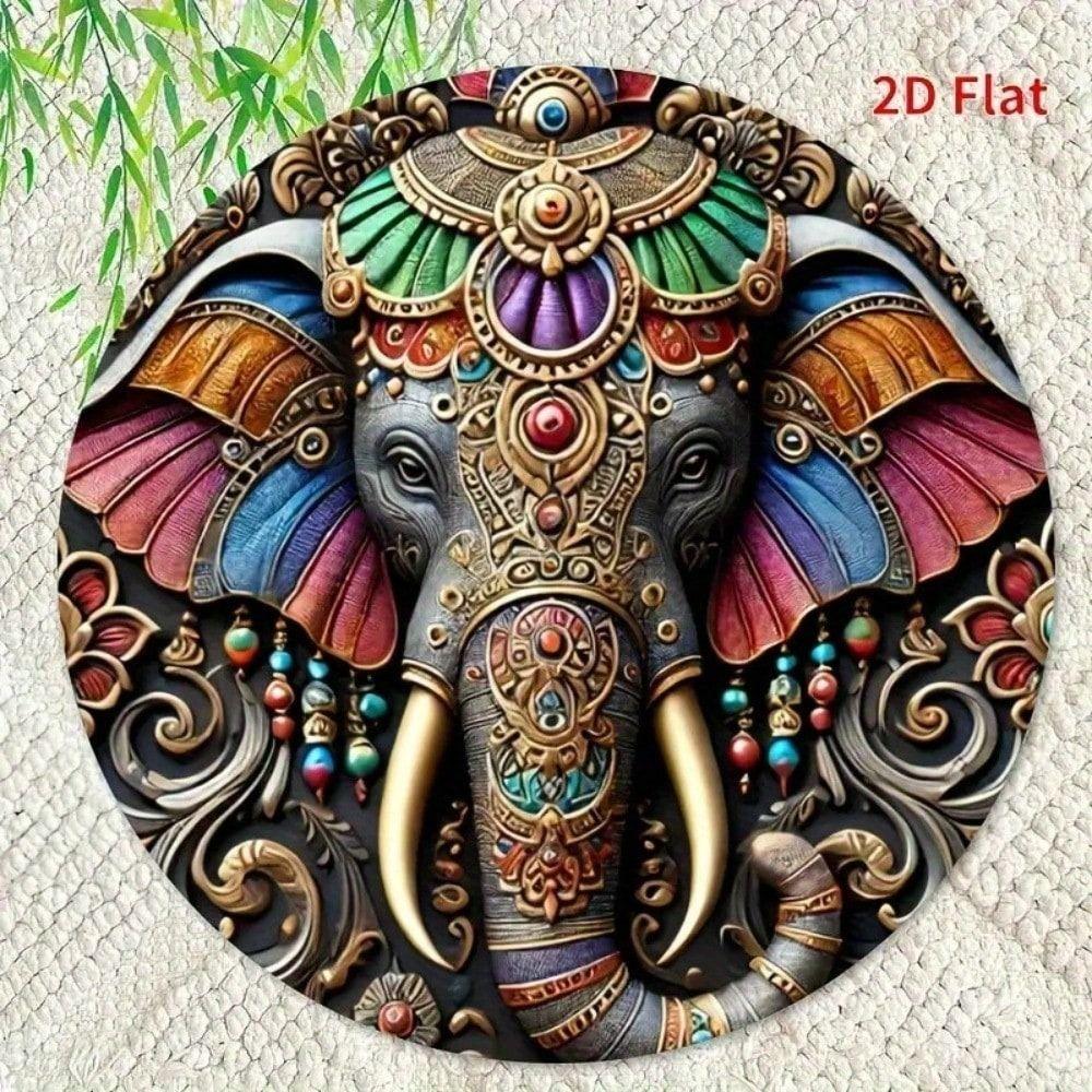 Metal Poster Elephant Indian Ornament Wall Art Home Decor