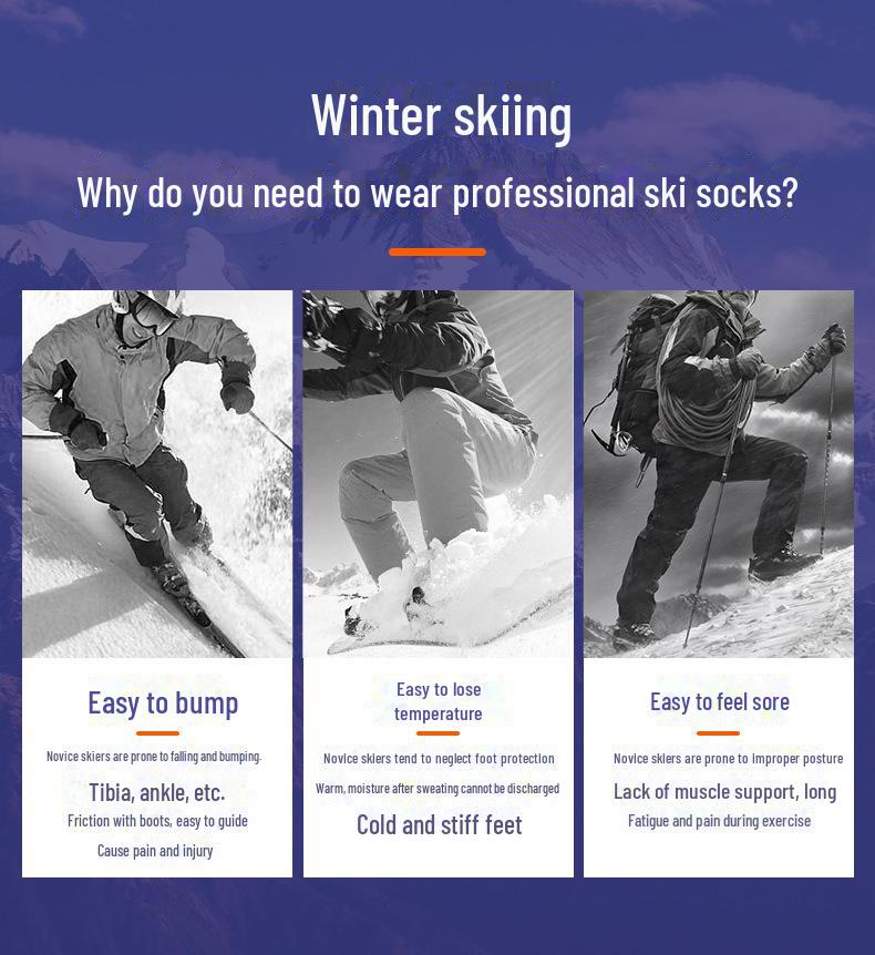 Calcetines de Esquí de Lana Merino - Gruesos, Cálidos, de Secado Rápido, Antideslizantes, Resistentes al Desgaste, Tubo Largo para Otoño e Invierno.