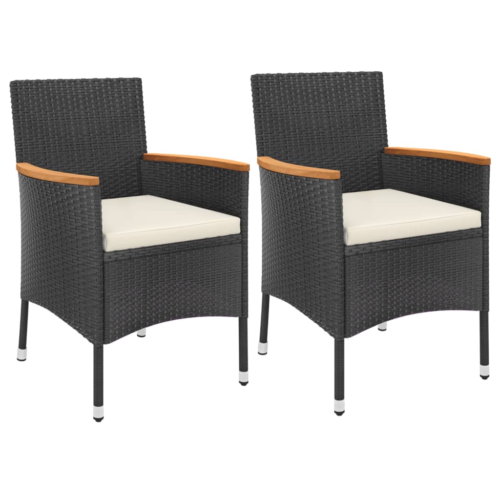 Vidaxl 3-Cz. Garden Bistro Furniture Set With Cushions, Black