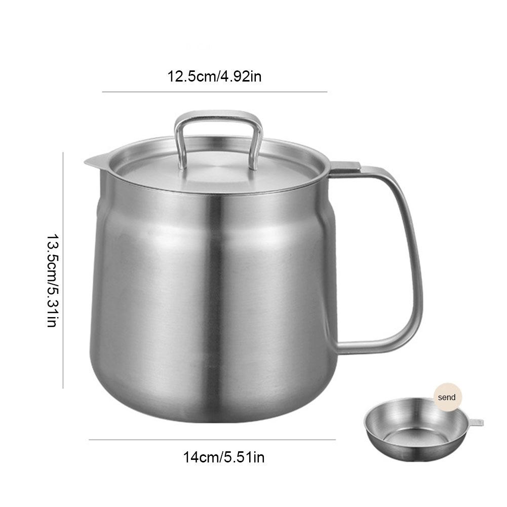 1.5/2L Deep Frying Pot 304 Stainless Steel Kitchen Fry Pot Multifunctional Oil Storage Container Kitchen Cooking Tools