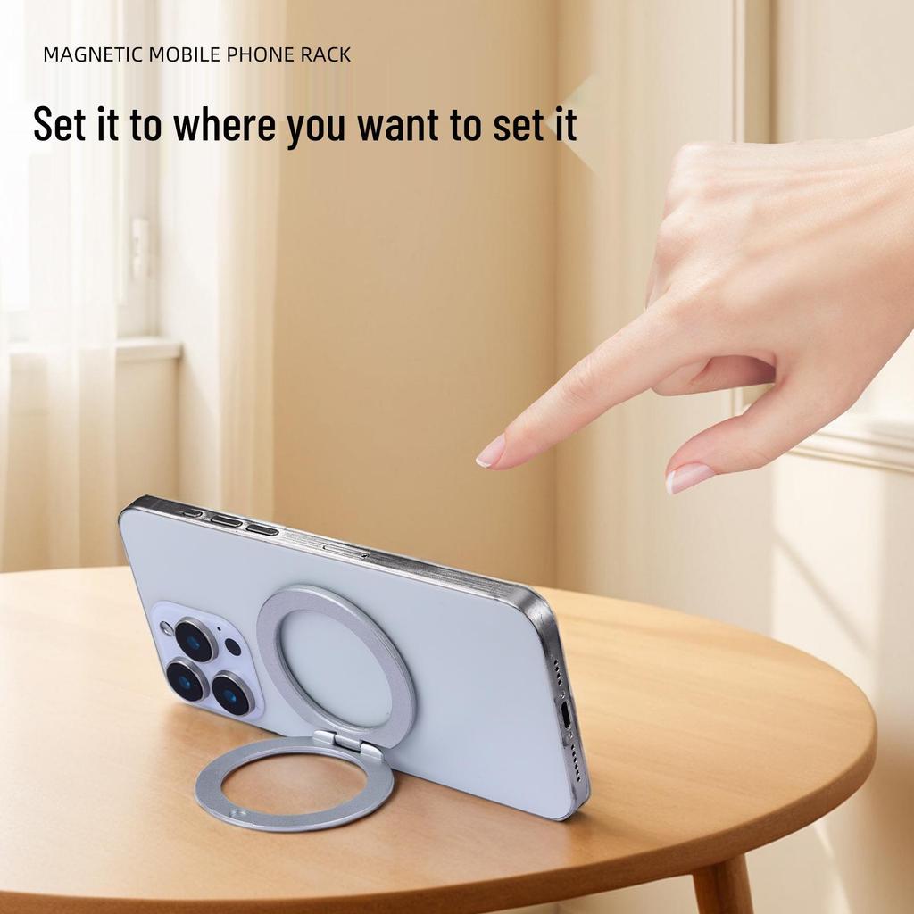 Compact Magnetic Phone Holder with MagSafe Support and Finger Ring