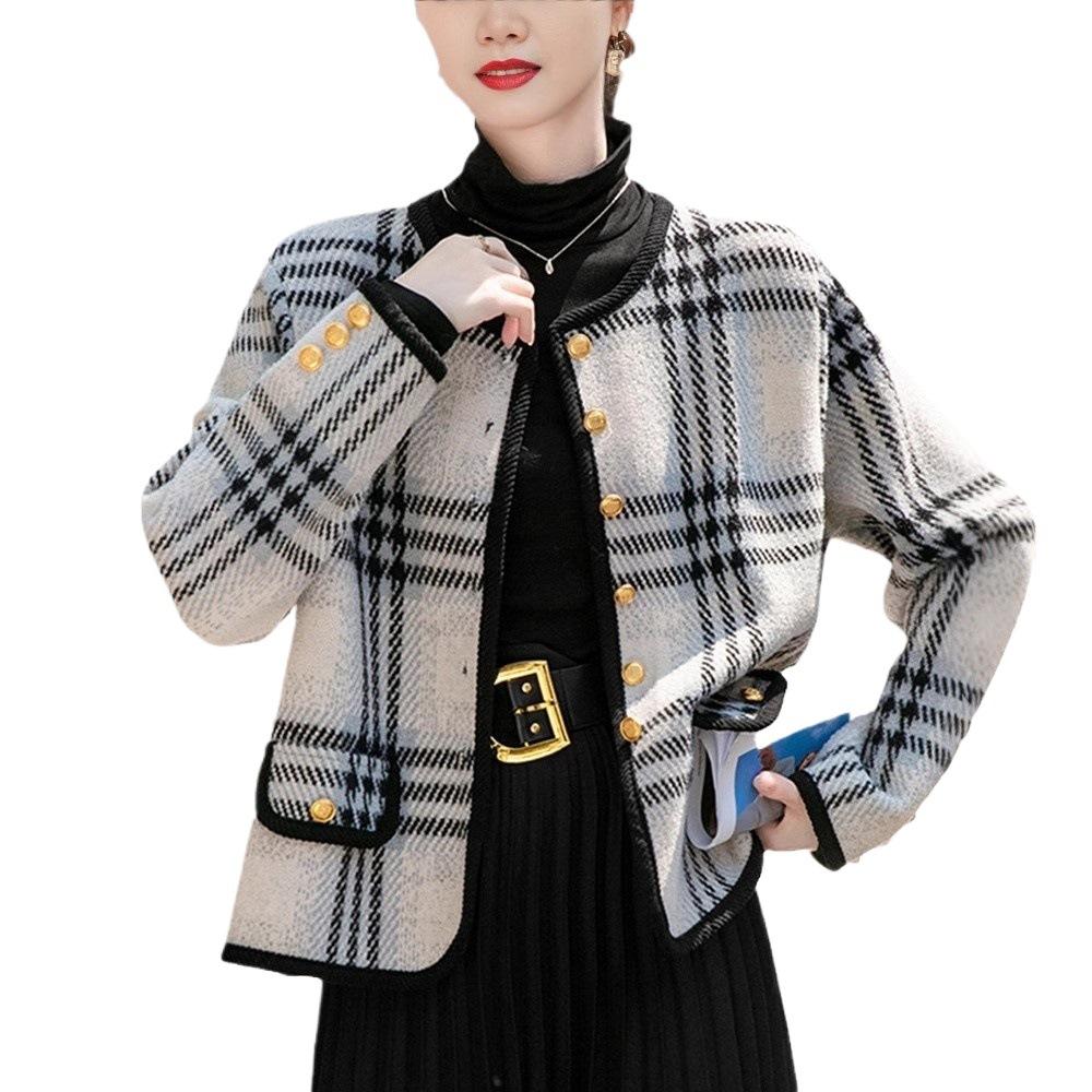 Palton Scurt Carouri la Modă pentru Femei Iarnă Nou Top Mic High-end cu Mâneci Lungi