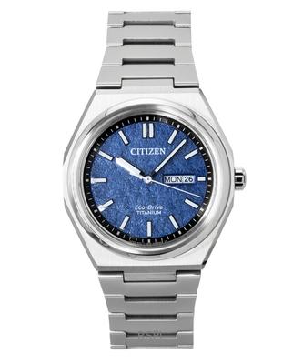 Zenshin Super Titanium Blue Dial Eco-Drive AW0130-85L 100M Men's Watch