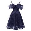 Women Vintage Princess Floral Lace Cocktail Neckline Party Aline Swing Dress