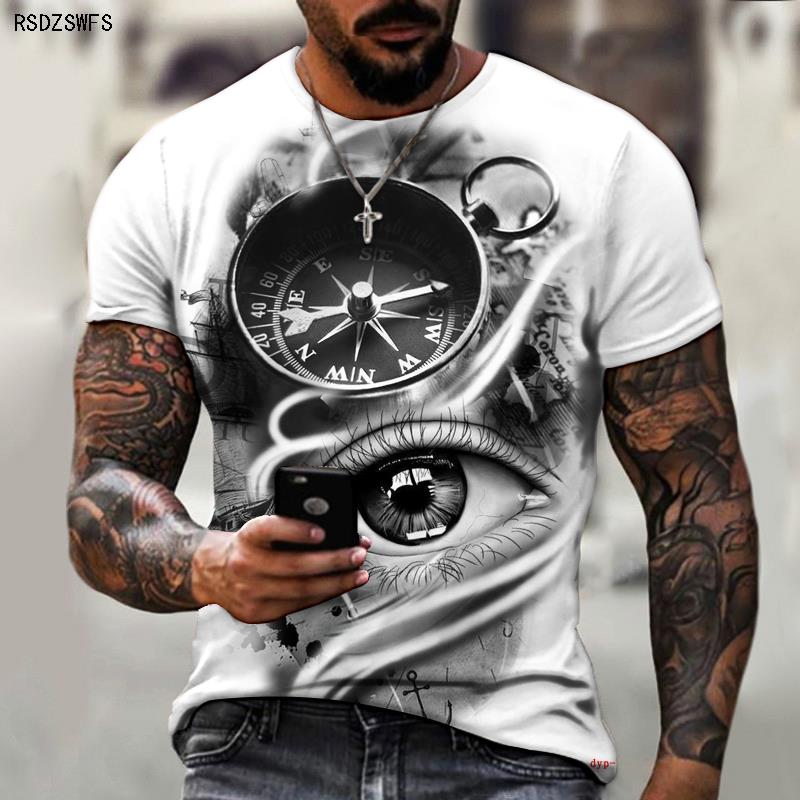 Summer Retro Gray Pointer 3d Printing Short Sleeve Men's T-shirt Cool Fashion Streetwear Round Neck T-shirts