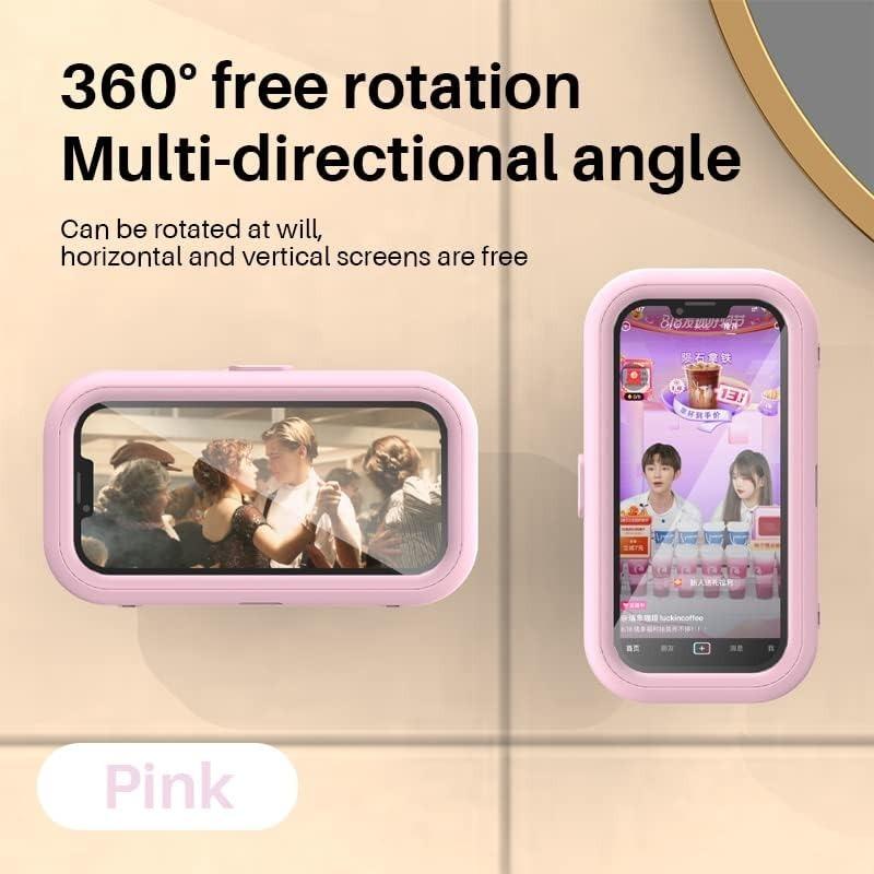 360 ° Rotatable Bathroom Waterproof Phone Case Bathroom Shower Drama Chasing Tool Kitchen Wall Hanging Lazy Person Bracket (Green)