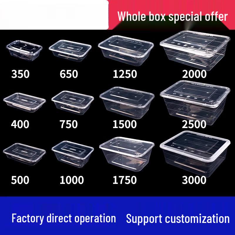 Disposable Rectangular Plastic Takeout Meal Prep Containers with Lids, 300 Count