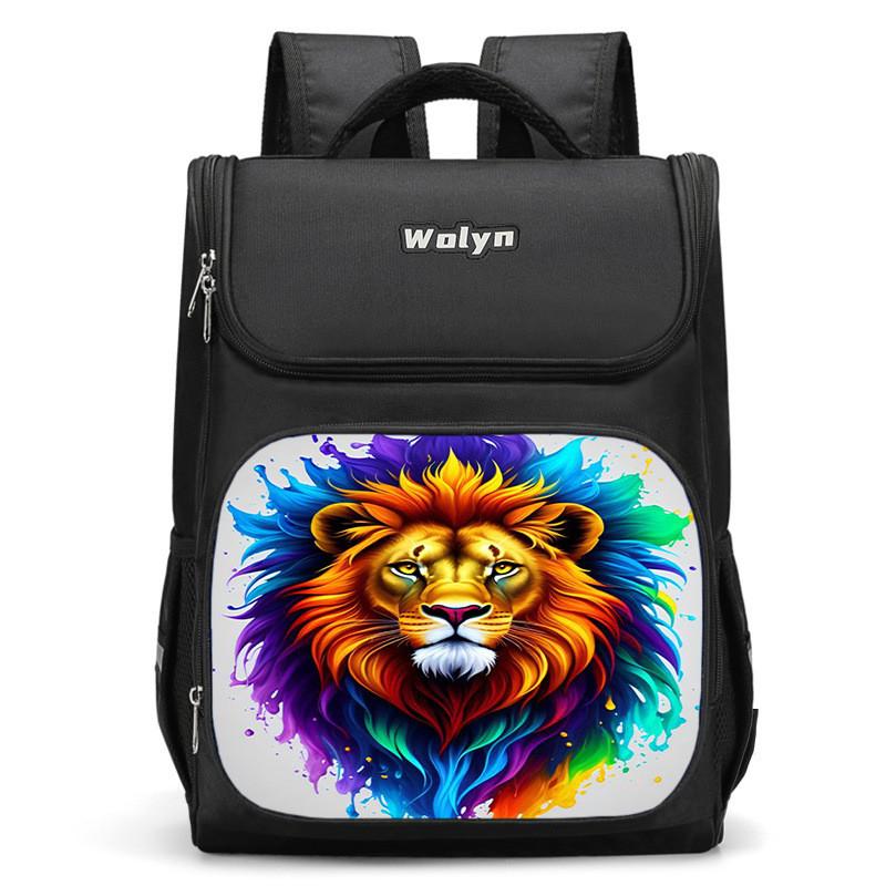 Spacious Lion-themed Backpack For Elementary School Kids Oxford Fabric Lightweight