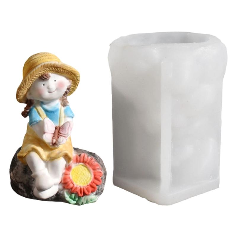 

Countryside Sunflowers Boy Girl Silicone Mould for Candle Soap Making Handmade Craft Supplies With Realistic Detail