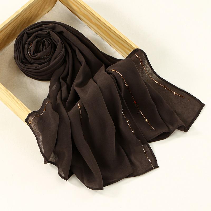 

Hot-selling popular solid color chiffon special-shaped diamond hot diamond long towel versatile fashion light and breathable bag head scarf 175*70cm