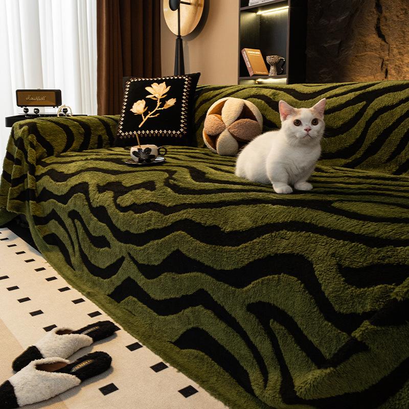 

Plush Full Coverage Sofa Cover Slipcouch Anti-Slip Anti-Cat Scratch Dustproof Couch Blanket Pad Cover for Winter Autumn Pillowcase 45x45cm