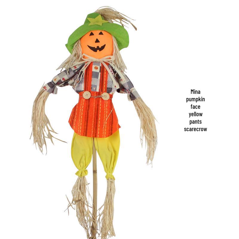 Cute Scarecrow Halloween Decorations: Small & Medium Pumpkin Lanterns for Bar, Party, Haunted House, and Pastoral Themes.