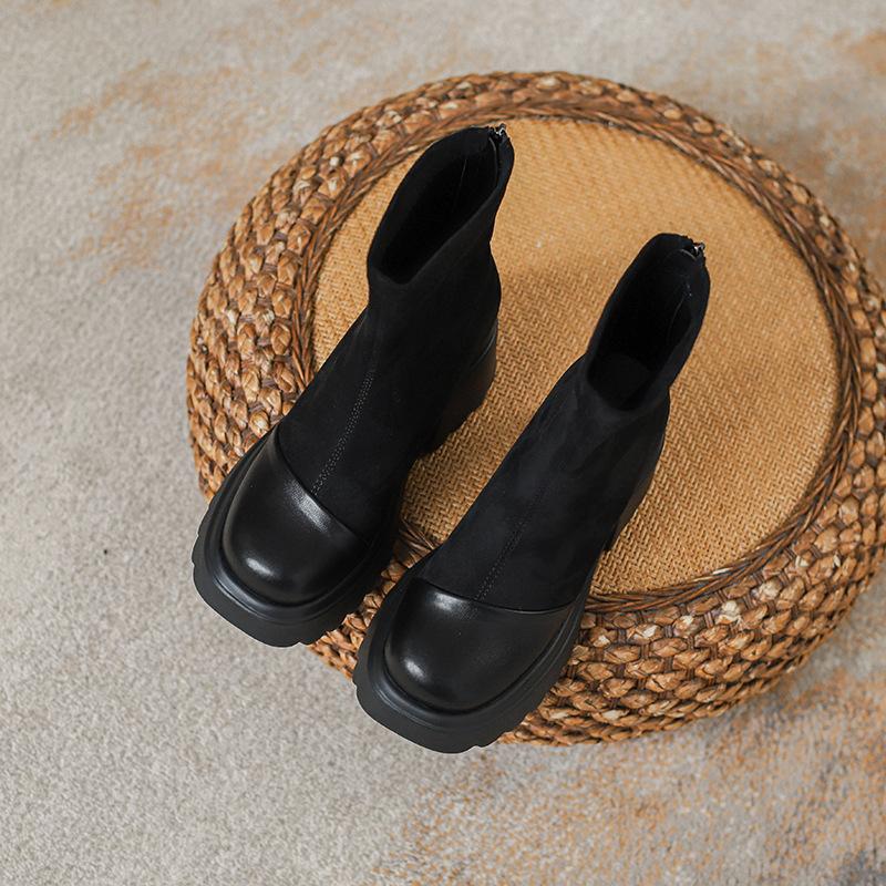 

Autumn and winter new inner heightening Martin boots women s retro platform high-heeled Maillard short boots thin boots 33