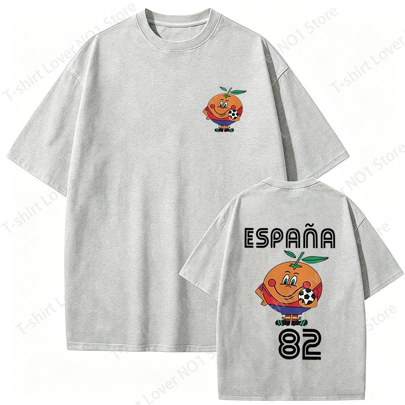 T-shirt Espana 82 Spain Mascot 1982 Soccer Football Print T-shirt Women Men Loose Short Sleeve Naranjito T Shirt M