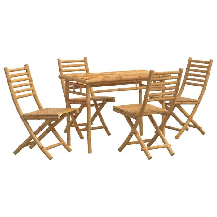 VidaXL Ensemble à manger de jardin 5 pcs bambou, ensemble de salle à manger d'extérieur, meuble de salle à manger de jardin, 3278520