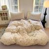 Cute Girl Duvet Cover Set Floral Pastoral Style Duvet Cover Fluffy Comfortable 4Pcs Bedding Set with 1Flat Sheet Pillowcase