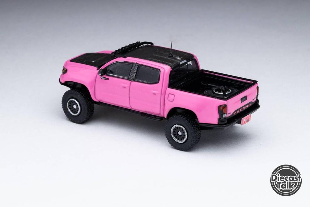 Gaincorp Products Diecasttalk Custom 1/64 Scale Toyota 2.0 Tacoma TRD Prerunner PRO Widebody Pink Finished Model