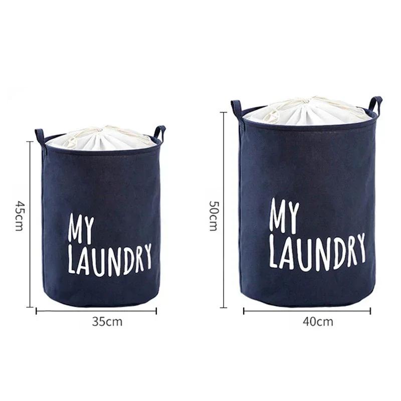 Large Laundry Basket With Drawstring Foldable Fabric Laundry Hamper With Handles Dustproof And Moisture-proof Storage Basket