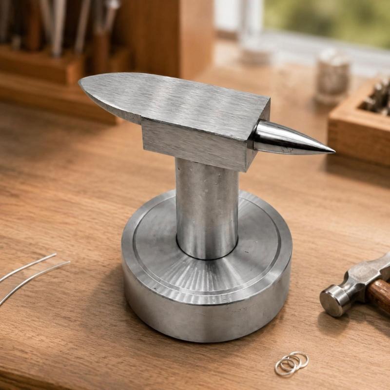 Doppelhorn Amboss Stahl Schmuckhorn Werkzeug mit Rundem Sockel, Flacher Seite und Konischem Horn zum Schmuckformen, Metallumformen, Schmieden und Reparaturarbeiten