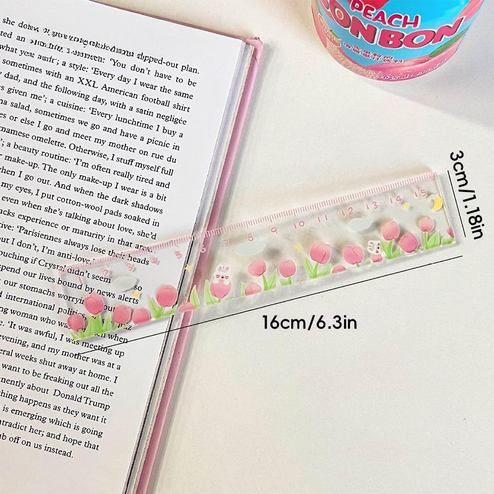 Trendy Ins Ruler Transparent Aesthetic Stationery Scale Creative Kawaii Study Desk Accessory Ruler Back To School Gift