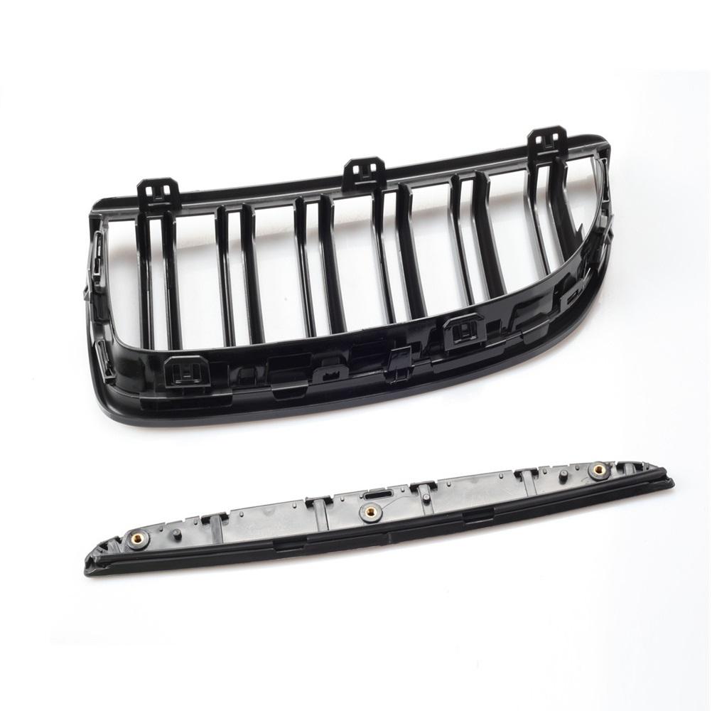 Front Kidney Grille Car Front Bumper Grille Grill Double Slat Sport Kidney Grille Grill For BMW E90 E91 2005-2008 (Gloss Black)