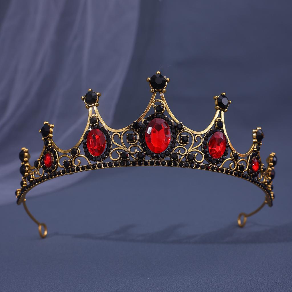 Retro Baroque Crown Tiara Alloy Rhinestone Princess Stage Performance Small Crown Accessories Bridal Jewelry
