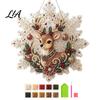 Sparkling Snowflake Craft Projects Christmas Faux Pearl Painting Suncatcher Art Kit, Acrylic Shape Board DIY Beading Ornaments with Lace Edge,