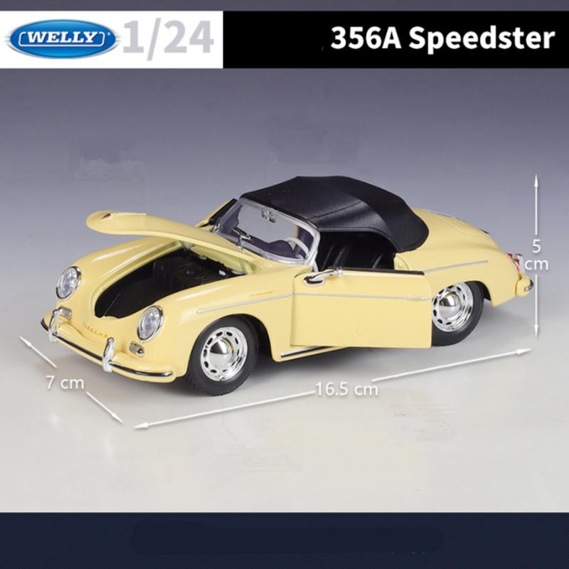 Welly 1/24 Porsche 356A Speedster 1600 Super Alloy Sports Car Model Diecast Metal Racing Car Model Simulation Childrens Toy Gift
