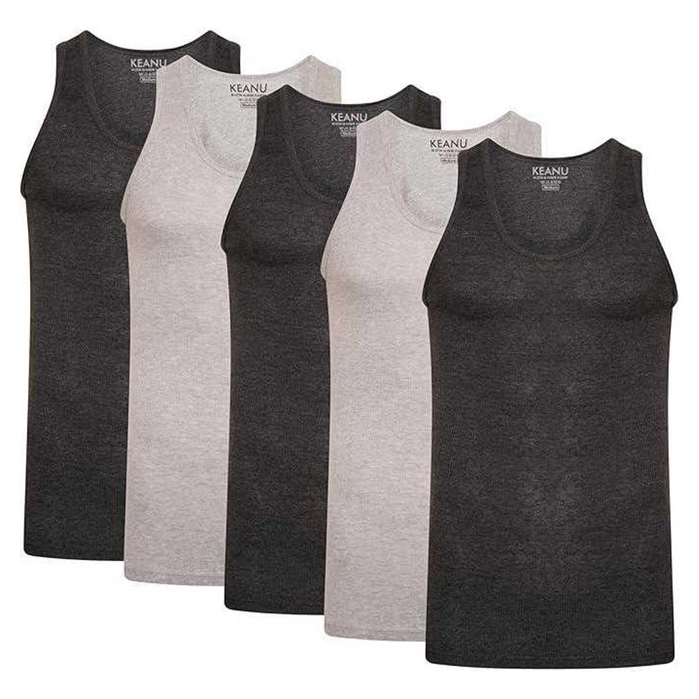 Keanu Mens Ribbed Cotton Blend Fitted Vest Top (Pack of 6)