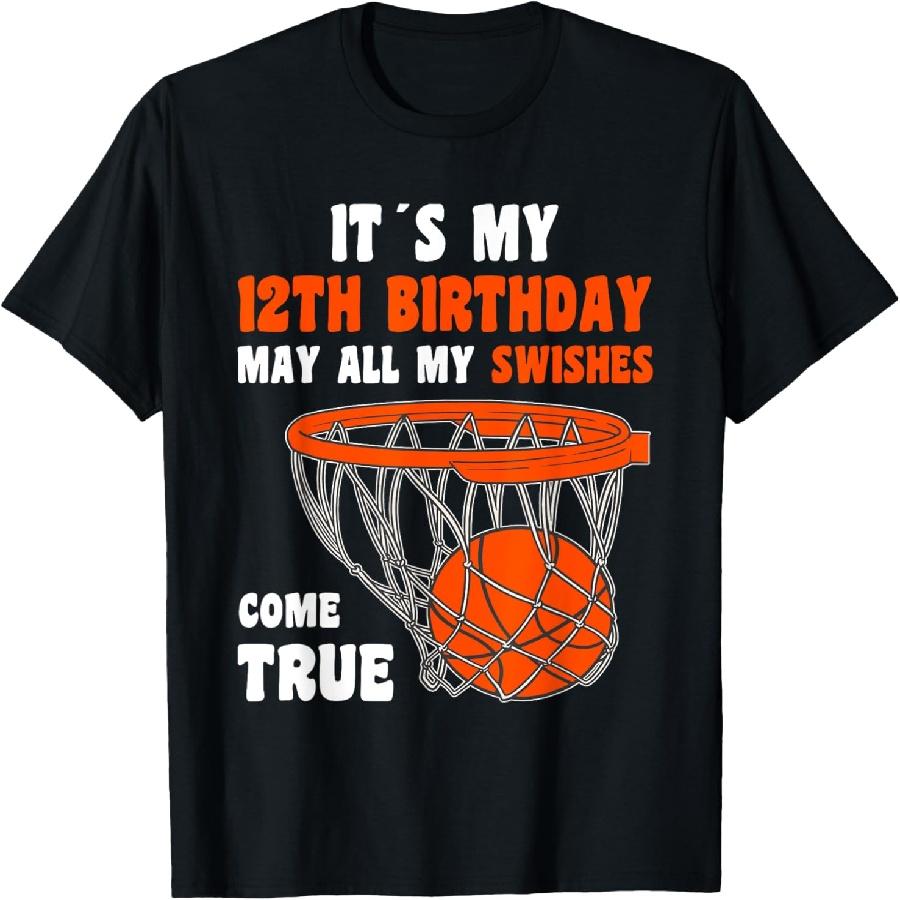 12 Year Old Happy 12th Birthday Basketball 12th Birthday T-Shirt XXXXXL