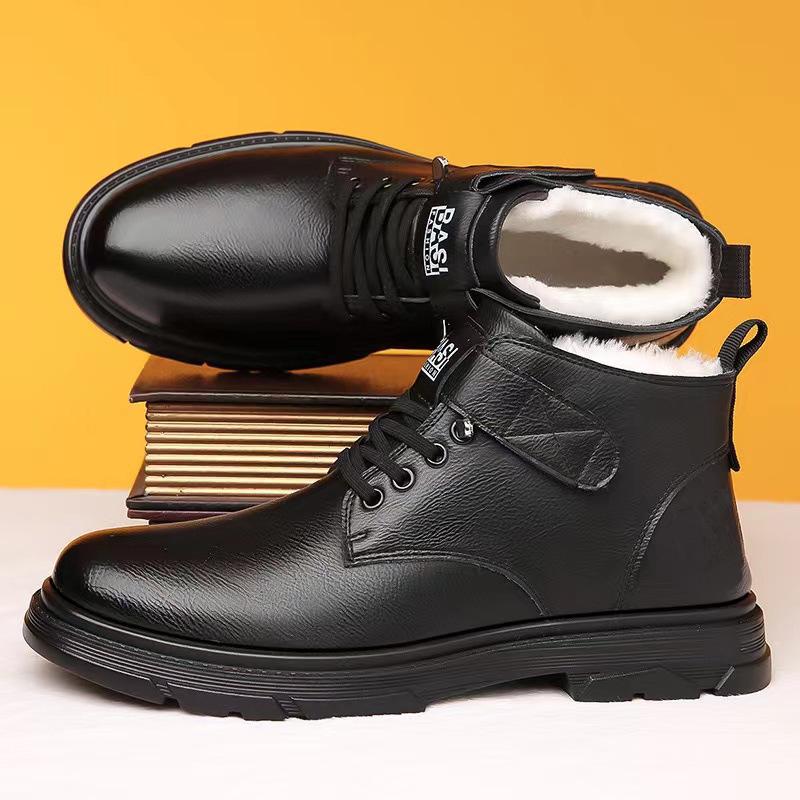 

Cotton shoes men s winter velvet warm non-slip casual high-top shoes business cotton boots cotton leather shoes thickened 38