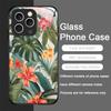 Fashion Palm Leaf Floral Pattern Tempered Glass Phone Case for IPhone 17 16 Pro Max 15 14 13 12 Mini 11 X XS MAX 7 8 Plus Cover