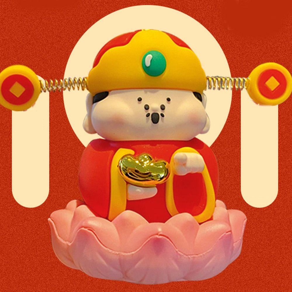 Chinese Mythological Lotus  God of Wealth Decoration Getting Rich Resin Figure  Office