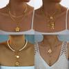 Fashion Creative Color Diamond Sunflower Necklace For Women With Multilayer Chain Style